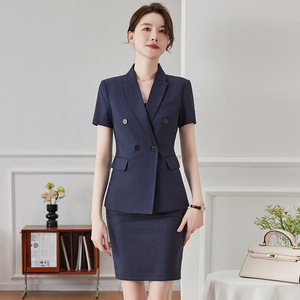 Women's Summer Short Sleeve Suit Set Polyester Breathable Office Lady Formal Wear Professional Uniform - Product Image 2