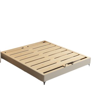Cama de dormitorio de cuero y madera maciza, plataforma de 1,5 m sin cabecero, estilo minimalista moderno para apartamentos pequeños, uso doméstico - Product Image 2