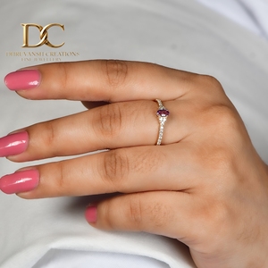 Bague en or jaune massif 14 carats avec diamant de laboratoire et alexandrite pour femme, bijoux de créateur, cadeau de luxe pour toutes les occasions - Product Image 3