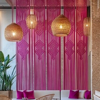 Macramé tenture murale multicolore tissage à la main fil naturel rideau espace commercial décoration de la maison Restaurant hôtel EH2506094
