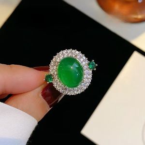 Anello di Lusso con Smeraldo a Forma di Uovo, Agata <span class=keywords><strong>Verde</strong></span> e Zirconia Cubica, per Fidanzamento e Matrimonio - Product Image 5