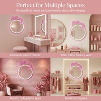 Enseigne lumineuse LED personnalisée en forme de chat, miroir néon rond pour la décoration murale de chambre ou de café
