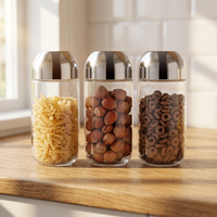Bocaux de conservation en verre avec couvercle gradué en forme de capsule, récipients hermétiques pour céréales, farine, épices, 800 ml, 350 ml, bocal de garde-manger