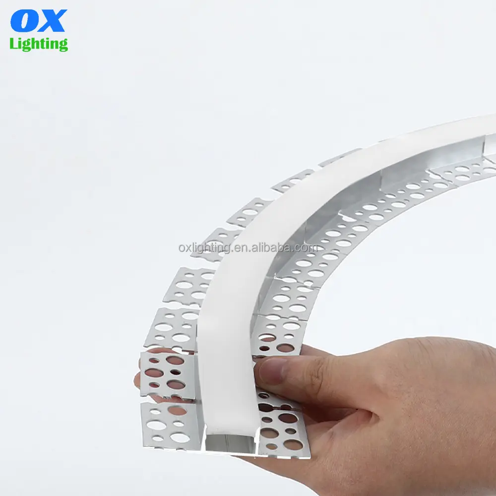 1M 2M 3M Led Aluminum Profile Light Ceiling Drywall Flexible Bend Curved Led Diffuser Channel Extrusion for Led Strips Plaster