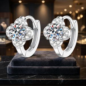 925 Sterling <b>Silver</b> Moissanite VVS1 <b>Huggie</b> Earrings 18K White Gold Plated Hypoallergenic Lab Created Diamond Hoop Trendy Gift - Product Image 3