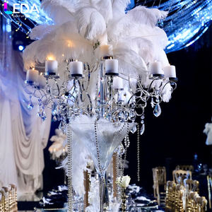 Bola de flores artificiales LEDA para decoración de bodas, centros de mesa con plumas de avestruz blancas para fiestas de boda - Product Image 2