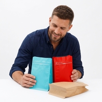 Sachet en papier kraft à soufflet avec valve et fermeture auto-adhésive pour café en grains, aliments pour animaux et emballage de sucre