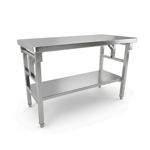 Restaurant <b>Kitchen</b> Foldable Double Layer Stainless Steel Work <b>Table</b> <b>Prep</b> Packing Workbench - Product Image 1