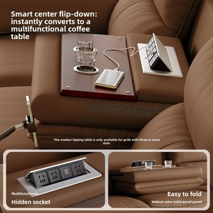 Sofá Reclinable Eléctrico de Lujo Moderno Personalizable en Cuero Marrón Oscuro con 2 Portas USB y Función Zero Wall - Product Image 2