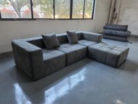 Canapé moderne en velours en forme de U, design minimaliste, garnissage en éponge, housse en laine d'agneau, portable et amovible pour petits appartements