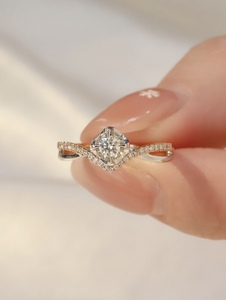 Bague en or blanc 9K 10K 14K 18K avec <span class=keywords><strong>diamant</strong></span> 1ct 2ct 3ct, élégante et personnalisée, pour fiançailles, usage quotidien, mariage, cadeau pour femme - Product Image 2