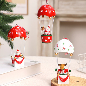 Lot de décorations de Noël en forme de montgolfière mignonnes, cloche de Père Noël, pendentifs colorés imprimés pour sapin de Noël - Product Image 4