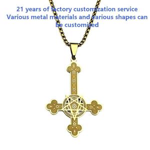 สร้อยคอจี้รูปดาวห้าแฉกแบบขายส่ง สไตล์โกธิค ซาตานิก สำหรับเป็นของขวัญผู้ชาย - Product Image 6