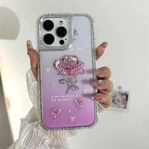 Haute qualité 3 en 1 époxy paillettes Bling avec diamant Rose étui de téléphone portable <span class=keywords><strong>incassable</strong></span> pour HONR X8B X8C - Product Image 1