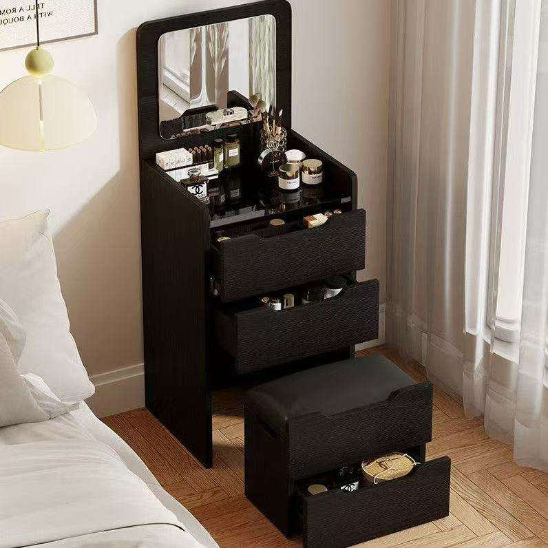 48CM black illuminated hidden makeup stool flip mirror