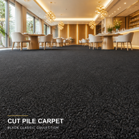 Moquette noire pour restaurant, mur à mur, en nylon, à poils coupés 8 mm, sur mesure, en rouleau, pour projet