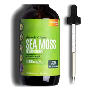 Custom Label Organic Irish Sea Moss Liquid Drops Immune Booster Drinks Herbal Supplement Vegan Seamoss Extract Oil Drops