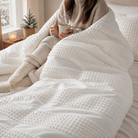 Ensemble de couette d'hiver en jacquard tissé blanc capitonné, housse de couette en microfibre texturée, pour la maison et l'hôtel