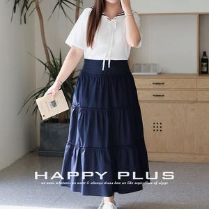 กระโปรงเอวสูงทรงเอไลน์เอวสูงสีน้ำเงินกรมท่ามีความสุขพับ N9151กระโปรงผู้หญิงขนาดใหญ่พิเศษ - Product Image 3