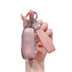 Étui de protection souple en TPU rose argenté pour clé de voiture LEADING IDEAL Lixiang L8 L9 ONE, avec porte-clés et accessoires - Product Image 1