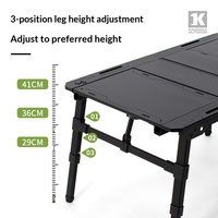 Table tactique de camping en plein air QT Custom IGT, structure en alliage d'aluminium, plateau en hêtre, pliable, réglable, rectangulaire, 6 places