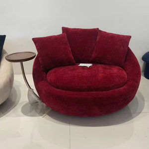 كرسي استرخاء إيطالي بتصميم بسيط لعام 2026، كرسي فردي من القماش المخملي مع طاولة جانبية، كرسي عصري دوار للشرفة - Product Image 1