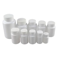 Bouteilles en plastique HDPE blanches 30/50/100 ml pour médicaments, résistantes à la lumière, sérigraphiées, avec bouchon à vis inviolable, emballage pour produits solides
