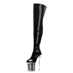 20 ס "מ עקבים גבוהים רצועה מגפי פלטפורמה barreled עור 8 נעליים אינצ 'ים פלוס גודל ירך מגפיים גבוהים לנשים - Product Image 4