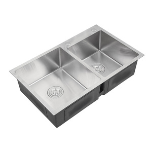 Fregadero <span class=keywords><strong>de</strong></span> <span class=keywords><strong>cocina</strong></span> <span class=keywords><strong>de</strong></span> acero inoxidable personalizado, doble tazón, moderno, cepillado, <span class=keywords><strong>de</strong></span> grosor, bajo encimera, hecho a mano para el hogar, directo <span class=keywords><strong>de</strong></span> fábrica - Product Image 2