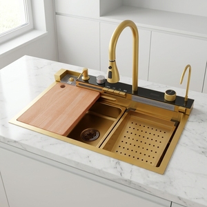 Lavelli da cucina multifunzione moderni e intelligenti in acciaio inox 304, set completo da cucina con lavello e tutti gli accessori. - Product Image 6