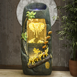 Ingrosso elefante e cascata indiana decorazione fontana interna nuovo stile cinese grande elemento elettrico dell'acqua fortunata da parete in resina - Product Image 1