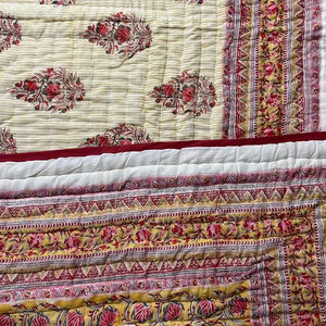 New Premium Quality Organic Cotton Voile <b>Bedding</b> Set Handmade <b>Quilt</b> Reversible Razai Hand Block Printed Patchwork Warm HomeQuilt - Product Image 1