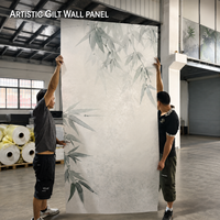Plaques en résine acrylique PETG translucides effet glace craquelée, motif bambou et plantes pour cloisons murales et murs de fond