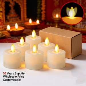 Bougies LED électriques scintillantes à piles en plastique CE ROHS FCC avec mèche à flamme mobile pour Diwali et églises (vente en gros) - Product Image 1