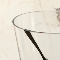 Vase à fleurs en verre transparent en stock pour la décoration intérieure Vase en verre à base de bois décoratif de table d'intérieur