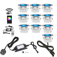 Kit de 10 lampes LED RGB WIFI Tuya de 45 mm, haute luminosité, pour terrasse, jardin, sol, éclairage paysager extérieur, pour escalier, patio, jardin, sol