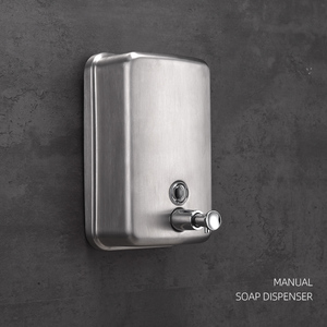 Dispensador de Jabón Doble Manual de Acero Inoxidable 304 para Montar en la Pared, Acabado Satinado, Diseño Moderno para Baños Públicos, Hoteles, Hospitales y Escuelas - Product Image 3