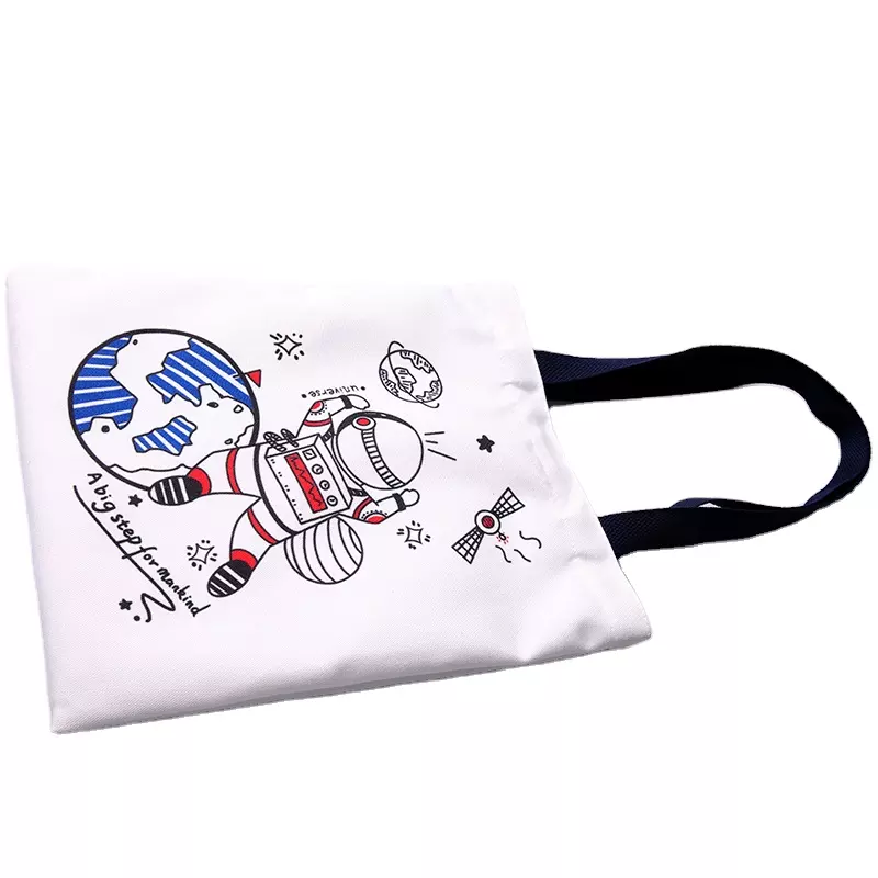 Foldable personalized printed korean organic eco cute canvas tote bag in stock