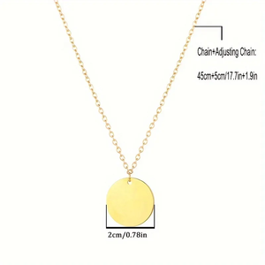 Collana con Ciondolo Rotondo in Acciaio Inossidabile Placcato Oro 18K, Trendy Unisex, Regalo per <span class=keywords><strong>Amanti</strong></span> <span class=keywords><strong>e</strong></span> <span class=keywords><strong>Amici</strong></span>, Natale <span class=keywords><strong>e</strong></span> Compleanno - Product Image 6