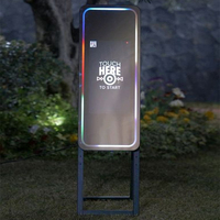Grand miroir magique pour selfie fin avec écran tactile de 21,5 ou 32 pouces et cadre LED, prêt pour l'impression photo, valise de transport incluse