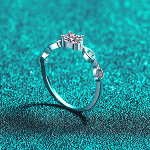 VVS1 0.5ct Moissanite Engagement <b>Ring</b> Bezel Setting <b>925</b> Sterling <b>Silver</b> Rhodium Plated Trendy for Women - Product Image 3