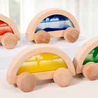 Bloques de Construcción Sensoriales para Niños Pequeños, Coche de Arena Movediza, Juguetes Educativos de Madera para el Desarrollo de la Visión y el Agarre