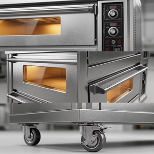 <span class=keywords><strong>Four</strong></span> <span class=keywords><strong>à</strong></span> sole électrique professionnel 2 niveaux 4 plateaux, contrôle précis de la température 400°C, en acier inoxydable, pour la cuisson de pizzas et pains en restaurant - Product Image 3