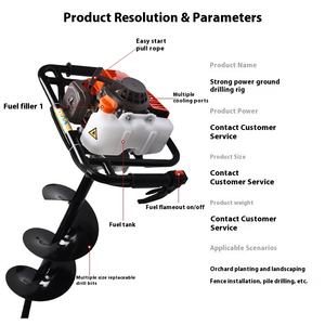 Krachtige 52cc Industriële Kwaliteit <span class=keywords><strong>Handheld</strong></span> Benzine Ponsmachine Diy Landbouwboor <span class=keywords><strong>Digger</strong></span> Voor Het Boren Van Graslandpalen - Product Image 3