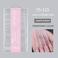 Uñas Acrílicas Transparentes de Alta Calidad, Tamaño XXXL, 240 Piezas, Cobertura Completa, Tipo Ataúd, Uñas Acrílicas a Presión, Venta al Por Mayor