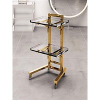 Vente en gros Plateau en acier inoxydable Chariot mobile pour salon de coiffure professionnel en or Beauté