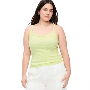 Wholesale OEM Women's Solid Casual Sleeveless <b>Spaghetti</b> <b>Strap</b> Camisole Push Knitted Breathable Soft Summer Spandex/Cotton Top - Product Image 1