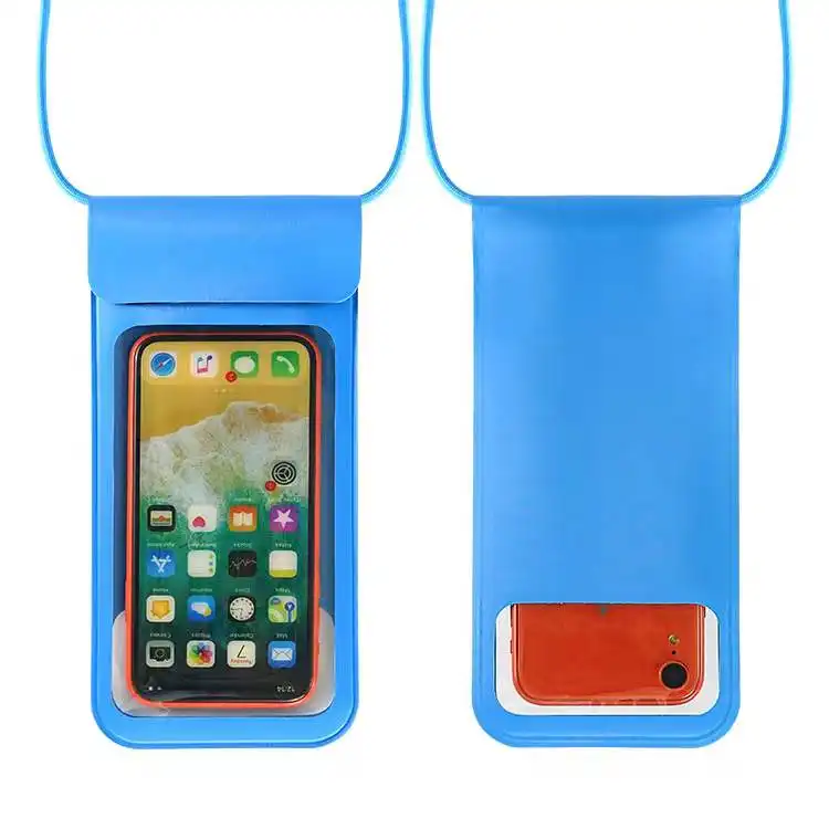 אוניברסלי IPX8 עור מפוצל עמיד למים טלפון פאוץ טלפון סלולרי תיק שקוף עמיד למים טלפון נייד מקרה