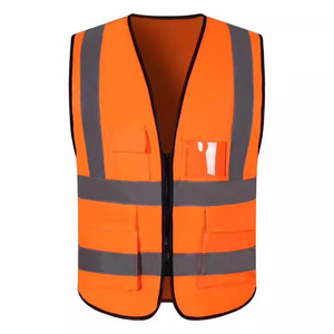 Chaleco de Seguridad Reflectante Multibolsillos de Alta Visibilidad, Ropa de Trabajo de Fibra de Poliéster, Amarillo, Naranja, Rojo, Azul, Azul Claro - Product Image 2