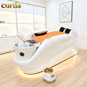 Fourniture d'usine Tête de lit de spa Salon de coiffure Chaise de lavage Lumière LED Chaise de shampooing de massage électrique avec thérapie de la tête Lavage des cheveux - Product Image 3